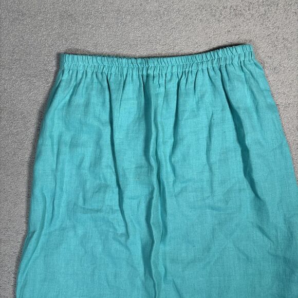Earth Song Skirt Set Womens Size 12 Teal Linen Blend Gauze Boho Hippie Lagenlook - Picture 16 of 16